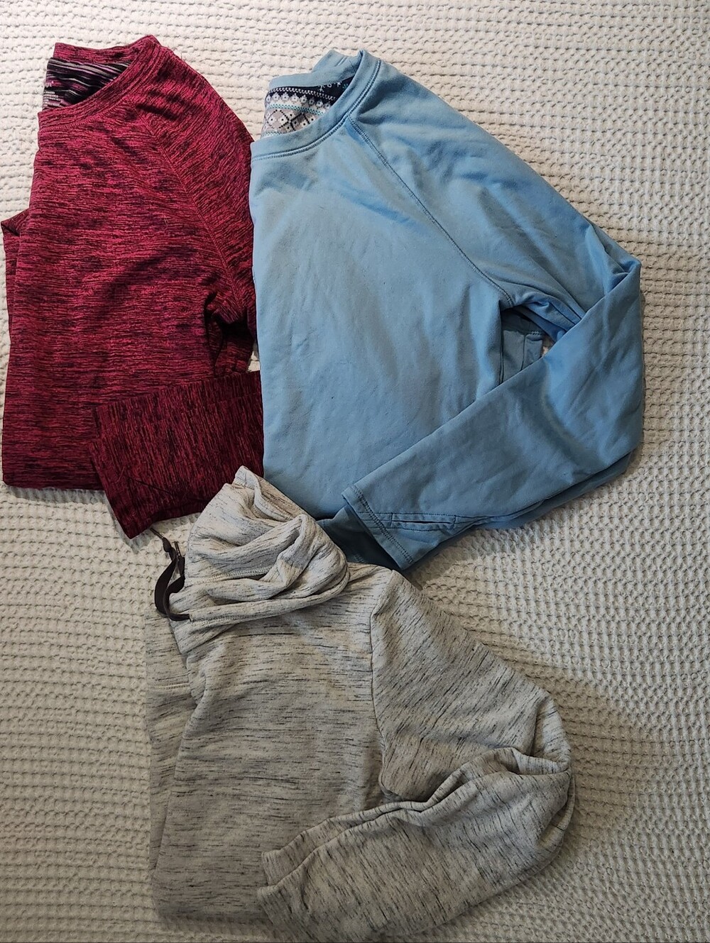 Cuddl Duds Women's Long Sleeve Tops - Burgundy, Light Blue, Heather Gray